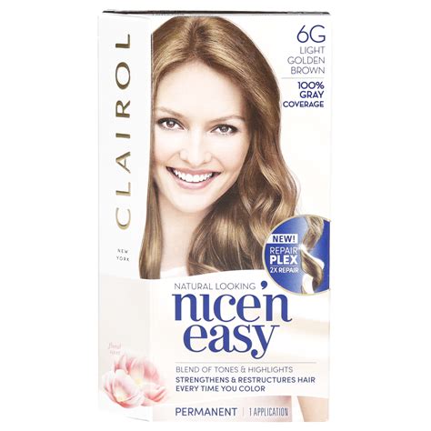 clairol nice n easy natural looking hair color light golden brown 6g permanent hair color