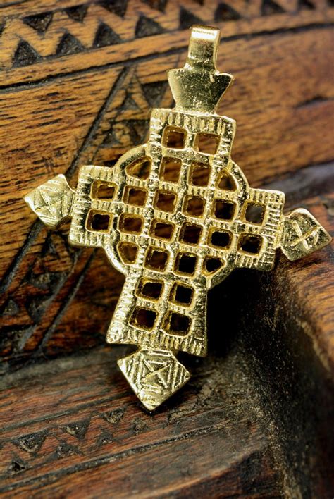 Ethiopian Cross Pendant Gold 14k Plated Jewelry Gold By Shimbra