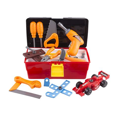 44 Piece Toy Tool Set With Construction Kit Accessories Portable