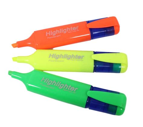 3 Pack Neon Coloured Highlighters School Stationery Highlighter Set 55
