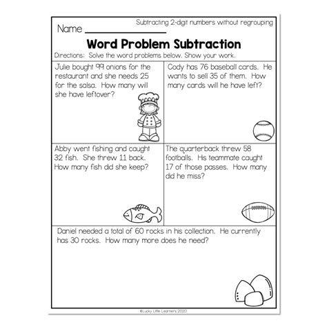 2nd Grade Math Worksheets 2 Digit Subtraction Without Regrouping