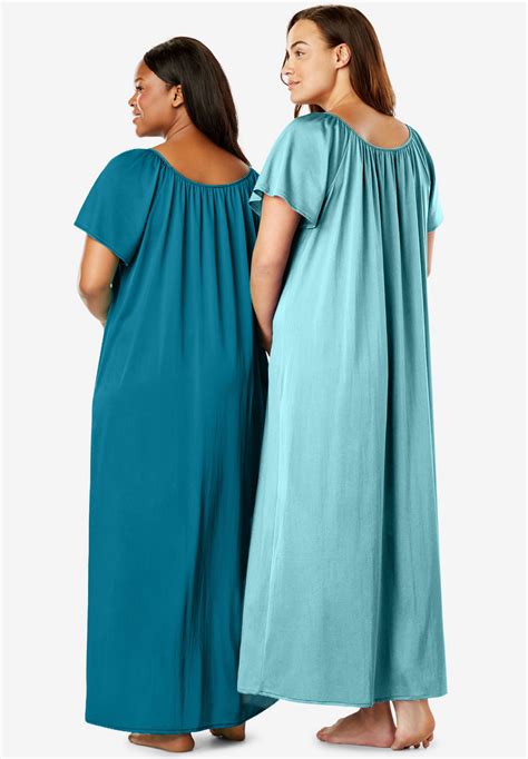 Pack Long Silky Gown By Only Necessities Plus Size Nightgowns Woman Within