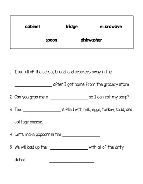 Fill In The Missing Word Worksheet