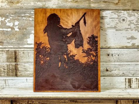 Native American Indian Wood Carved Wall Art Hanging Etsy