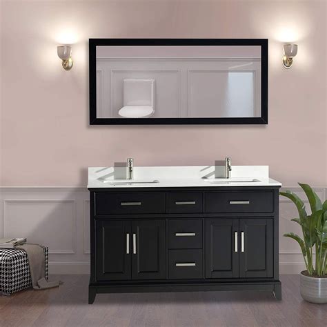 Vanity Art 60 Double Sink Bathroom Vanity Set With Engineered Marble