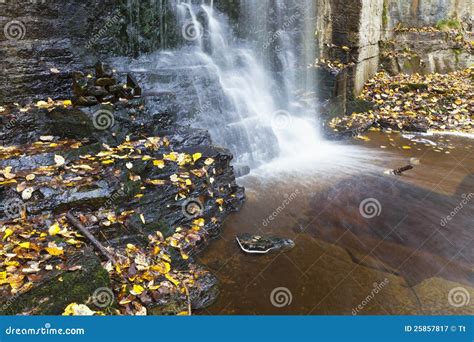 Waterfall With Autumn Leaves Stock Image Image Of Flowing Natural