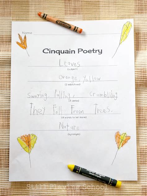 Cinquain Poetry For Kids Still Playing School