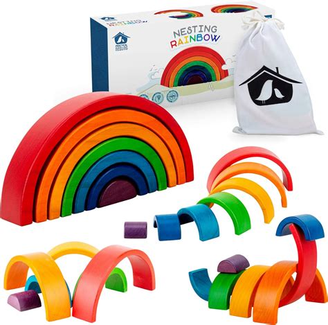 Wooden Rainbow Stacker By Practical Nesting 7 Piece Toy