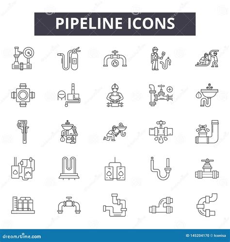 Pipeline Line Icons Signs Vector Set Outline Illustration Concept