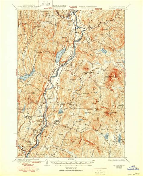 Mt Cube New Hampshire 1933 1950 Usgs Old Topo Map Reprint 15x15 Vt