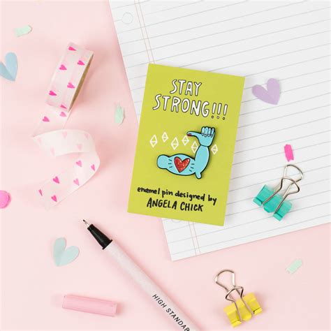 Stay Strong Encouragement Enamel Pin Angela Chick