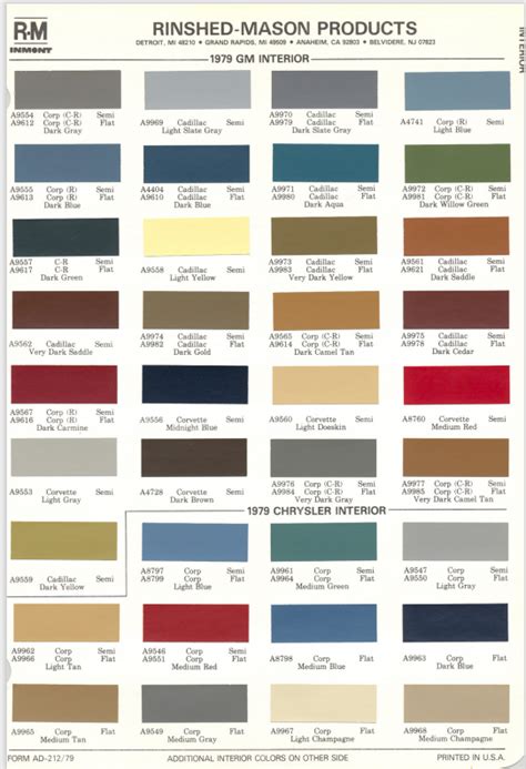 Gm Interior Paint Codes Paint Codes Color Charts