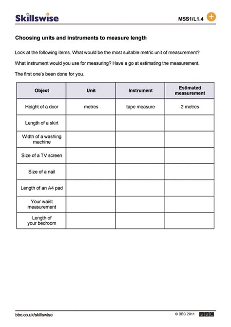 Length Measurement Worksheets