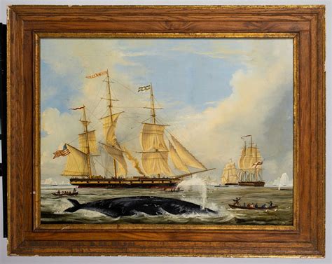 19thc American School Painting Uncas Whaling Off Cape Of Good Hope