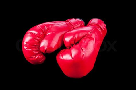 Red Boxing Gloves Isolated On Black Stock Image Colourbox