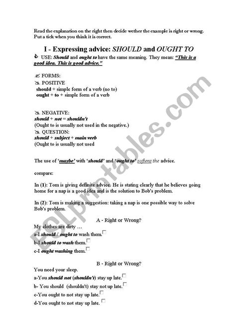 Should Ought To Had Better Esl Worksheet By Mylena87