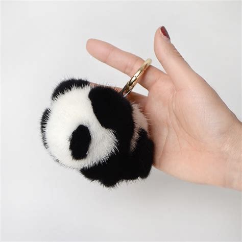 Panda Plush Keychain Fluffy Panda Keyring Panda Soft Toy Keychain