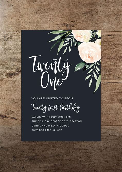 The 21st birthday invitation design has never been easier by using designcap's free birthday invitation maker. Navy Blush Birthday Invitation, 21st birthday, blush and ...