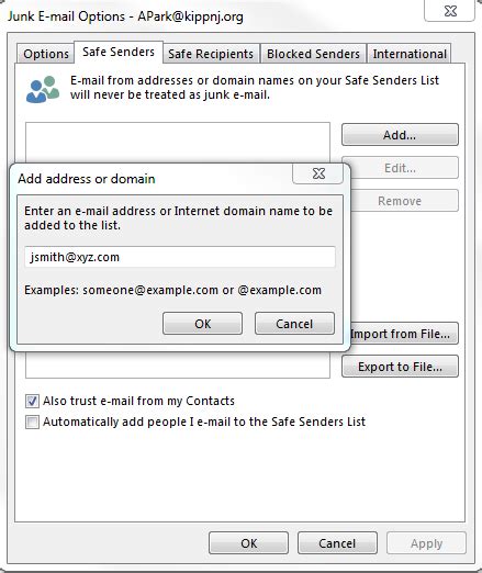 How To Whitelist And Blacklist Senders In Outlook Kipp Team And