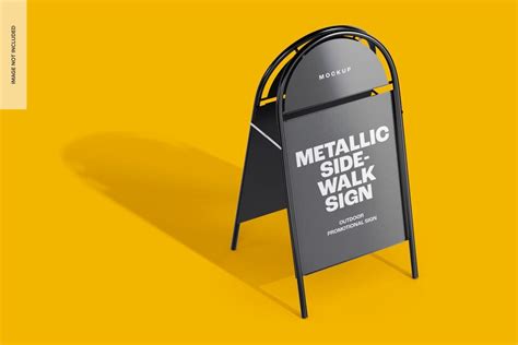 Premium Psd Metallic Sidewalk Sign Mockup Perspective