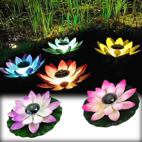 Leaveforme Led Light Up Floating Lotus Flowermsolar Powered Water