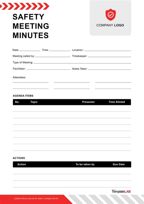 Free Safety Meeting Agenda Template Sample Pdf Word Off