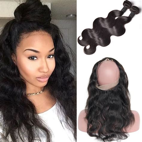 360 Lace Frontal With Bundles Mink Brazilian Hair Bundles With Closure Frontale 360 Brazilian