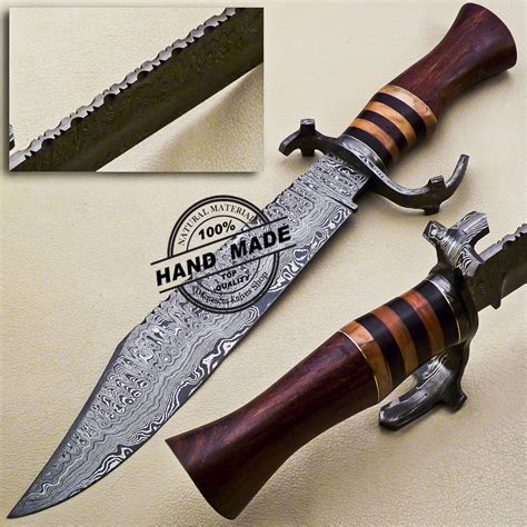 Damascus Bowie Knife Custom Handmade Damascus Steel Beautiful