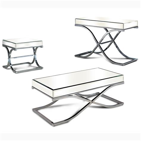 Furniture Of America Xander Metal 3 Piece Coffee Table Set In Chrome