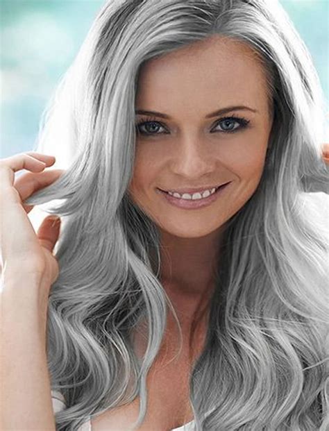 Chic Long Layered Grey Hairstyles For Women Over 40
