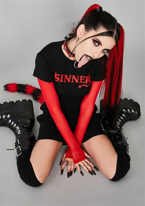 Down To Sin Layered Graphic Tee Hot Goth Girls Gothic Outfits Goth