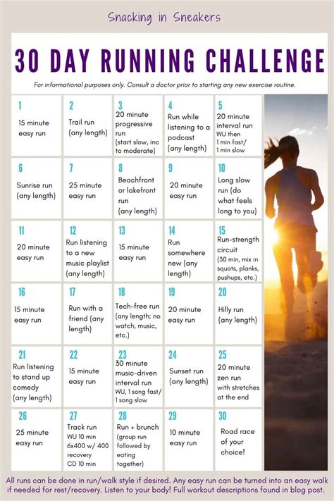30 Day Running Challenge To Get You Motivated Snacking In Sneakers