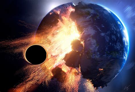 Wallpaper Earth Collapse Meteor Black Hole Wallpapermaiden