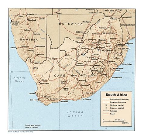 Detailed Political And Administrative Map Of South Africa With Relief