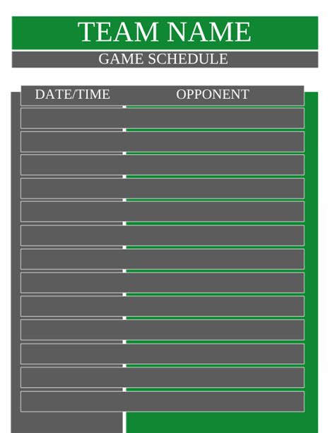 Team Schedule Template Postermywall