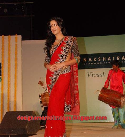 Designer Saree Bollywood Saree Bridal Saree Katrina Kaif In Red Designer Saree At Nakshatra