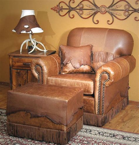 Butte Leather Chair And Ottoman Rustic Cabin Decor Rustic Lodge