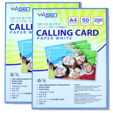 Yasen Double Sided Matte Calling Card Paper 220gsm 250gsm A4 Size 50