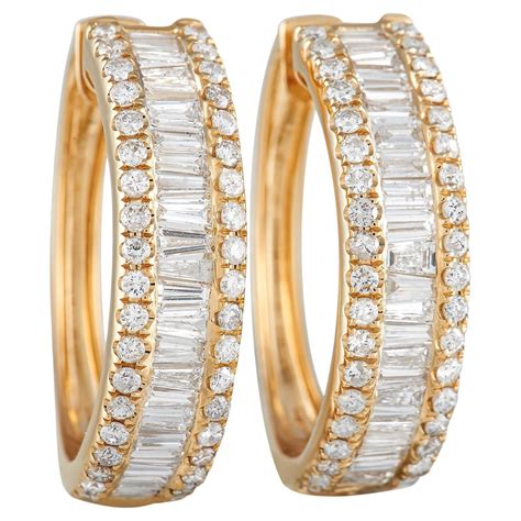 LB Exclusive 14K Yellow Gold 2 00 Ct Diamond Inside Out Hoop Earrings