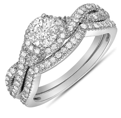 2 carat round diamond infinity wedding ring set in white gold for her jeenjewels