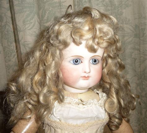 Beautiful Antique Mohair Doll Wig With Bangs And Curls In Larger Size