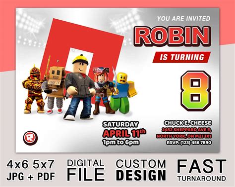 Invitations Paper Roblox Invitation Gaming Invite Roblox Birthday