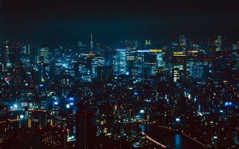 Download Wallpaper 1920x1200 Night City Aerial View Tokyo City