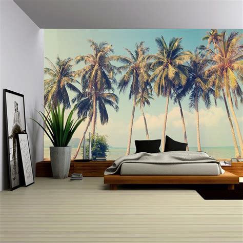 Wall26 Vintage Tropical Palm Trees On A Beach Removable Wall Mural