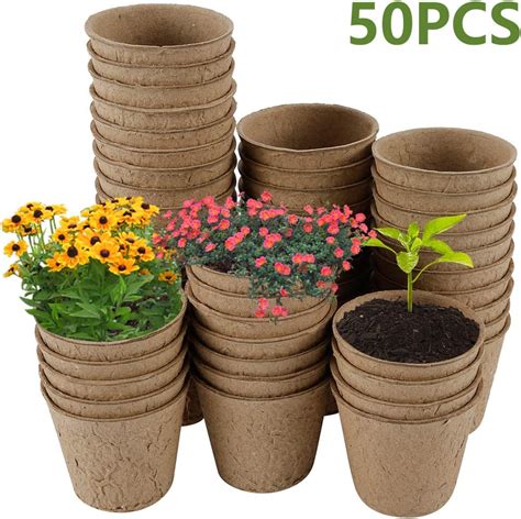 Feedh197am Fibre Seed Pots Biodegradable Round Plant Pots Nursing