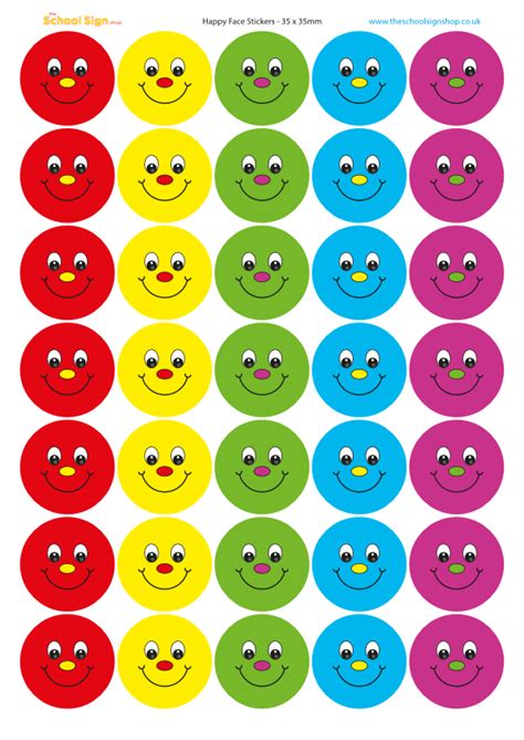 Smiley Face Sticker Sheet Pack Vinyl Stickers For Schools