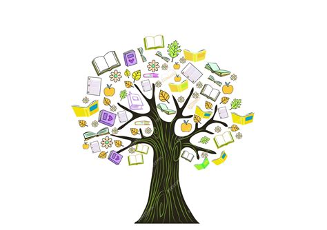 Un árbol Con Libros Y Un árbol Con La Imagen De Un Libro Vector Premium