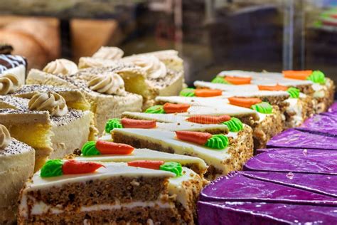 various cakes on a confectionery showcase close up stock image image of cake dessert 203413859