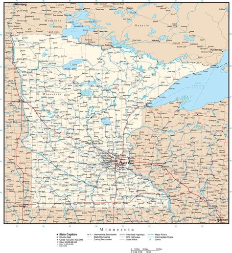 Minnesota Detailed Map In Adobe Illustrator Vector Fo