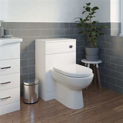 Bathroom Btw Back To Wall Toilet Cloakroom Unit Modern White Gloss D